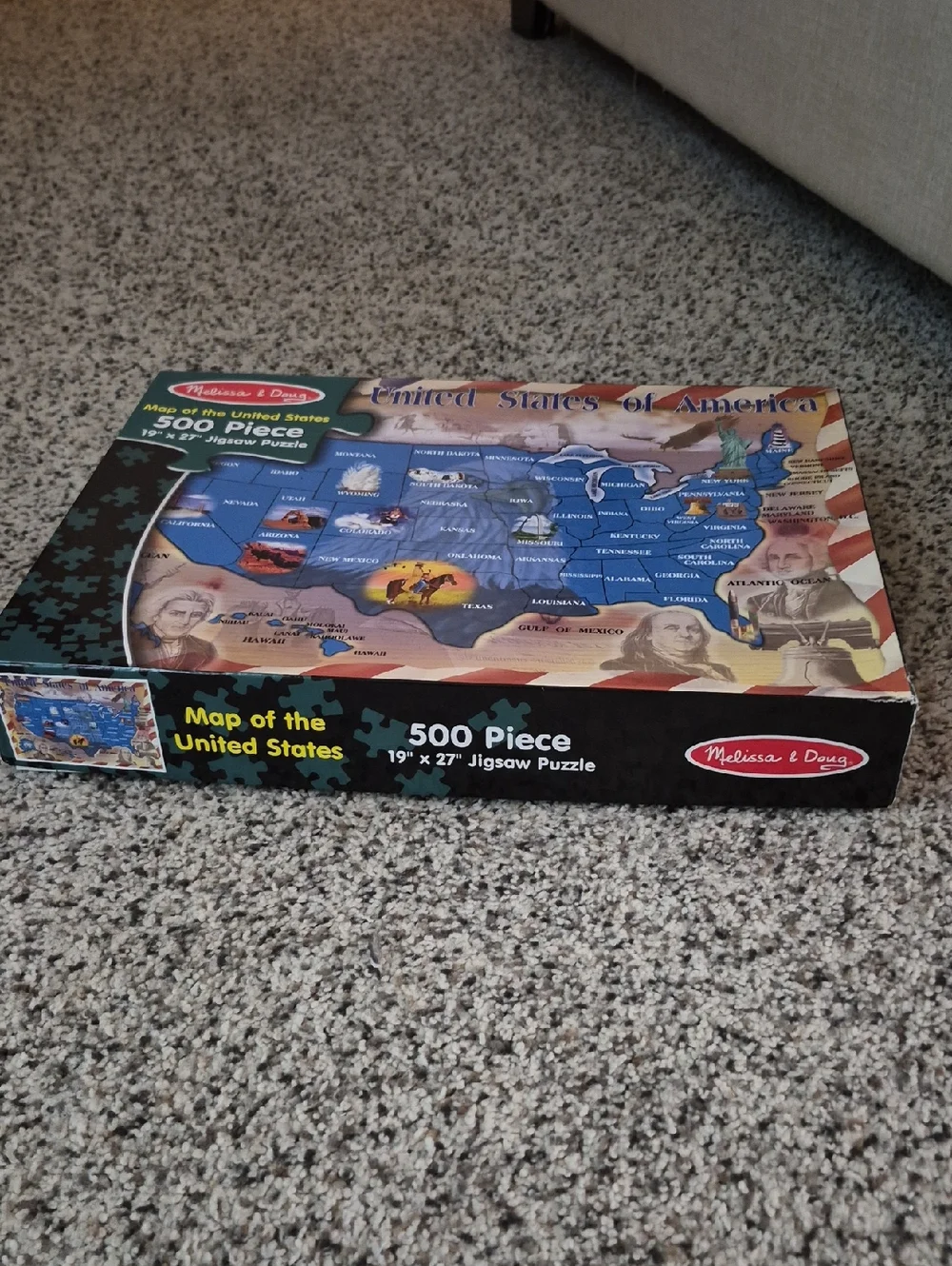Melissa & Doug Blue United States Map 500-Piece Jigsaw Puzzle 19x27